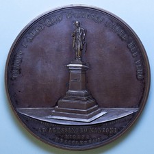 ALESSANDRO MANZONI MEDAGLIA 1883 10° MORTE RARA FDC BRONZO COLLEZIONE MEDAL