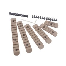 Set da 6 slitte Dark Earth TAN weaver 20mm polimero Keymod e M-Lok softair MP