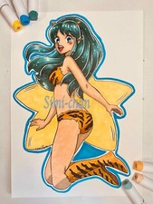 DISEGNO  PERSONAGGIO ANIME E MANGA "LAMù" FOGLIO A4 colorato con copic ciao
