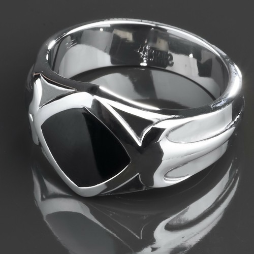 Anello acciaio inox - in, onice