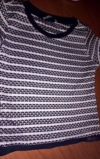 t-shirt top crop zara trafaluc blu bianco S