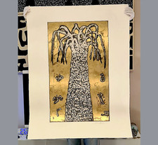 FATHI HASSAN: PALMA-ORO CAPOLAVORO 150X100 ACQUAFORTE CON AUTENTICA PUBBLICATA.