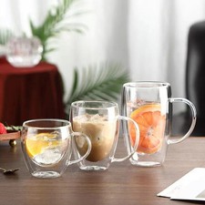 2PCS Tazza Vetro Caffè Doppia