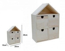 Porta Oggetti Mini Cassettiera 4 Cassetti Legno Naturale Decoupage dfh