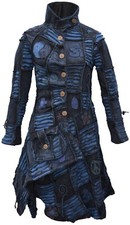 Cappotto lungo gotico cotone patchwork linea pile ricamo asimmetrico hippie