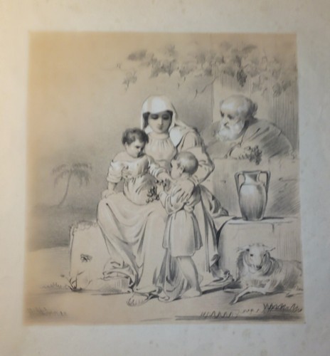 Litografia sacra famiglia con - famiglia,