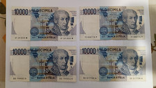 Lotto 4 Banconote da 10000 lire,Repubblica Italiana.            Tgs ,francobolli