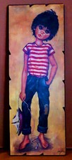 Idylle Falconi AKA Jolylle Vintage FISHER BOY '60 Wide Eyes Vintage Kitsch Art