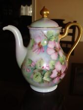 BAVARIA GERMANIA TEIERA CAFFÈ CIOCCOLATO DIPINTA A MANO, ROSE SELVATICHE E ORO, 9"