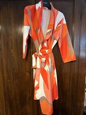 Vestito Vintage abito Bianco Arancione E Rosso Tg M sintetico A Ruota Anni 50