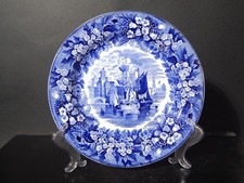 ANTICO AUTENTICO PIATTO PORCELLANA WEDGWOOD FERRARA META' 800 BIANCO BLU ##