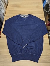 MAGLIONE PULLOVER UOMO 100% PURO CASHMERE BRUNELLO CUCINELLI 52 BLU CACHEMIRE