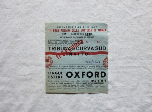 Biglietto ticket pass 1969 - biglietto,