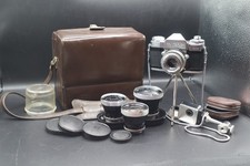 ZEISS IKON CONTAFLEX + 4 Obbiettivi + Borsa In Pelle Originale Anni 50 