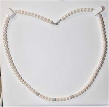 Collana donna in perle con 3 palline oro bianco Tempio D'Oro DSP55M