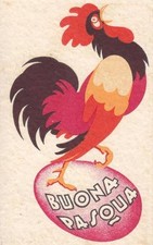 7070) PANETTONI MOTTA, AUGURALE DI BUONA PASQUA, GALLO E UOVO. VIAGGIATA.