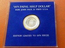 Rarissima moneta d'argento USA "1979 Papal Half Dollar", solo 1979 esemplari,