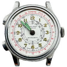 Orologio da polso uomo cronografo vintage Berco Sport Telemetre svizzero cromato