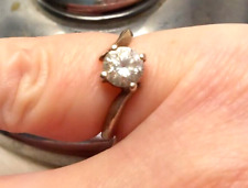 ANELLO solitario zircone bianco taglio brillante argento 925 usato mis 11