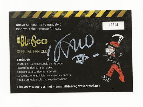 Vasco rossi tessera fan club - fan,