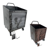 CARRELLO PORTALEGNA PORTAPELLET FERRO BATTUTO PER PELLET O LEGNA 52x50x84h cm