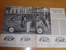 FIAT 600 MULTIPLA ANNO 1956 ANNI '50 CLIPPING ARTICOLO VETTURA AUTO MACCHINA