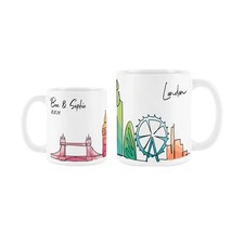 Tazza Londra Personalizzata - Colorata Skyline Souvenir Tazza Tè/Caffè Regalo