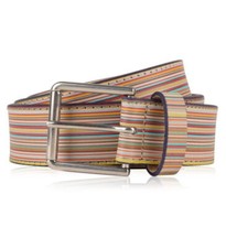 Paul Smith Uomo Goffrato Firma Righe Cintura IN Pelle