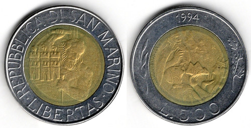 San marino 500 lire - lire,, 1994