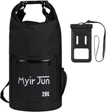 Myir Borsa Impermeabile a tracolla, 10 Litri, Nero con Custodia per telefono