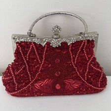 Pochette da sera con paillettes rosse borsetta con perline borsetta matrimonio festa ballo