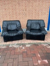 COPPIA DI POLTRONE IN VERA PELLE ANNI' 70 - '80