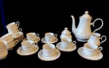 Servizio da Caffè Porcellana Apulum - Da 12 - Bianco con Rigo Oro Anni '60