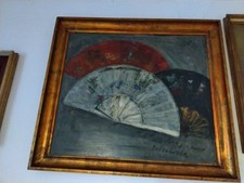 TALLONE GUIDO (1894 - 1967 ) " TRE VENTAGLI" 1943  olio su tavola