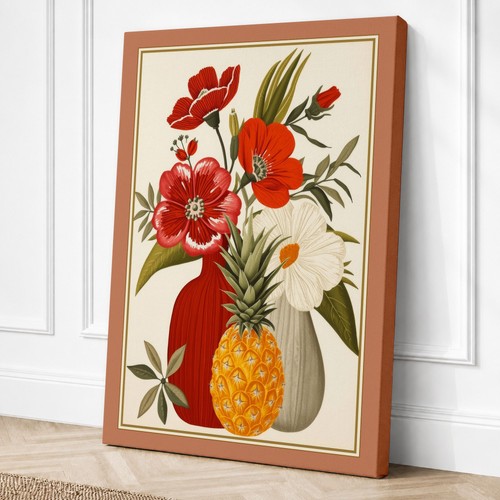 Vaso con fiori ananas stampa - con,