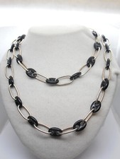 Collana in Onice Naturale e Argento 925 - Girocollo Pietra Dura nera