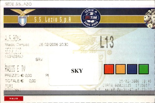 Biglietto ticket stadio s - biglietto,