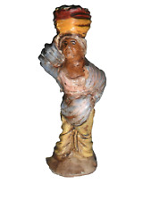 Pastori presepe in terracotta donna con cesta alto cm 9