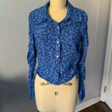 ZARA Camicia donna floreale manica lunga con risvolto increspato bottoni maniche elastiche M