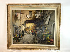 GIORDANO, FELICE - PEINTURE HST HUILE SUR TOILE DÉBUT XXè RUE DE NAPLES ITALIE