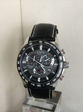 Orologio Citizen Uomo Eco Drive Chrono A-T Sveglia Radiocontrollato B.Cinturino Pelle