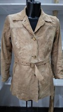 GIACCA DI PELLE ETNICO usata Donna Woman Marrone chiaro Tg 48 PGS127PI