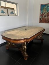 tavolo legno antico in mogano con piano in marmo inizio secolo XX