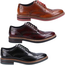 Scarpe da uomo Base London Woburn Hi-Shine formali in pelle eleganti brogue stringate
