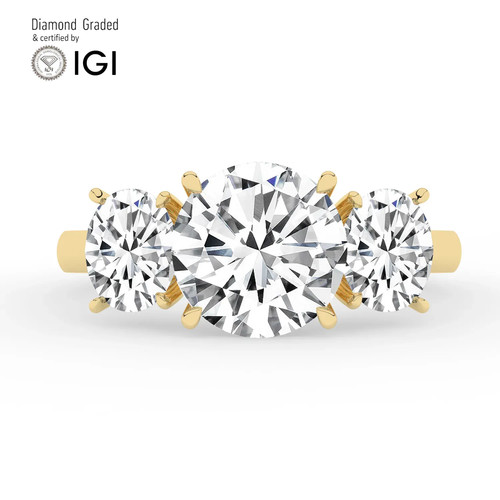 Round diamond trilogy ring 18k - trilogy,