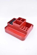 Portapenne Da Scrivania Neolt Vintage Girevole Rosso In Plastica Anni '70