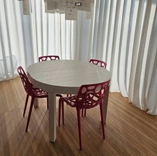 Tavolo da pranzo Allungabile Riflessi ZED laccato bianco poro aperto 110x130-290