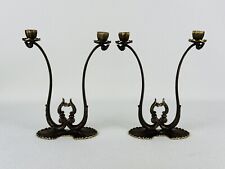 Coppia Candelabri In Bronzo Ad