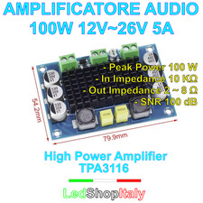 Modulo Amplificatore Audio 100W classe D mono TPA3116 High Power Low Noise