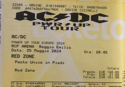 Biglietto concerto dc - biglietto, ac/dc